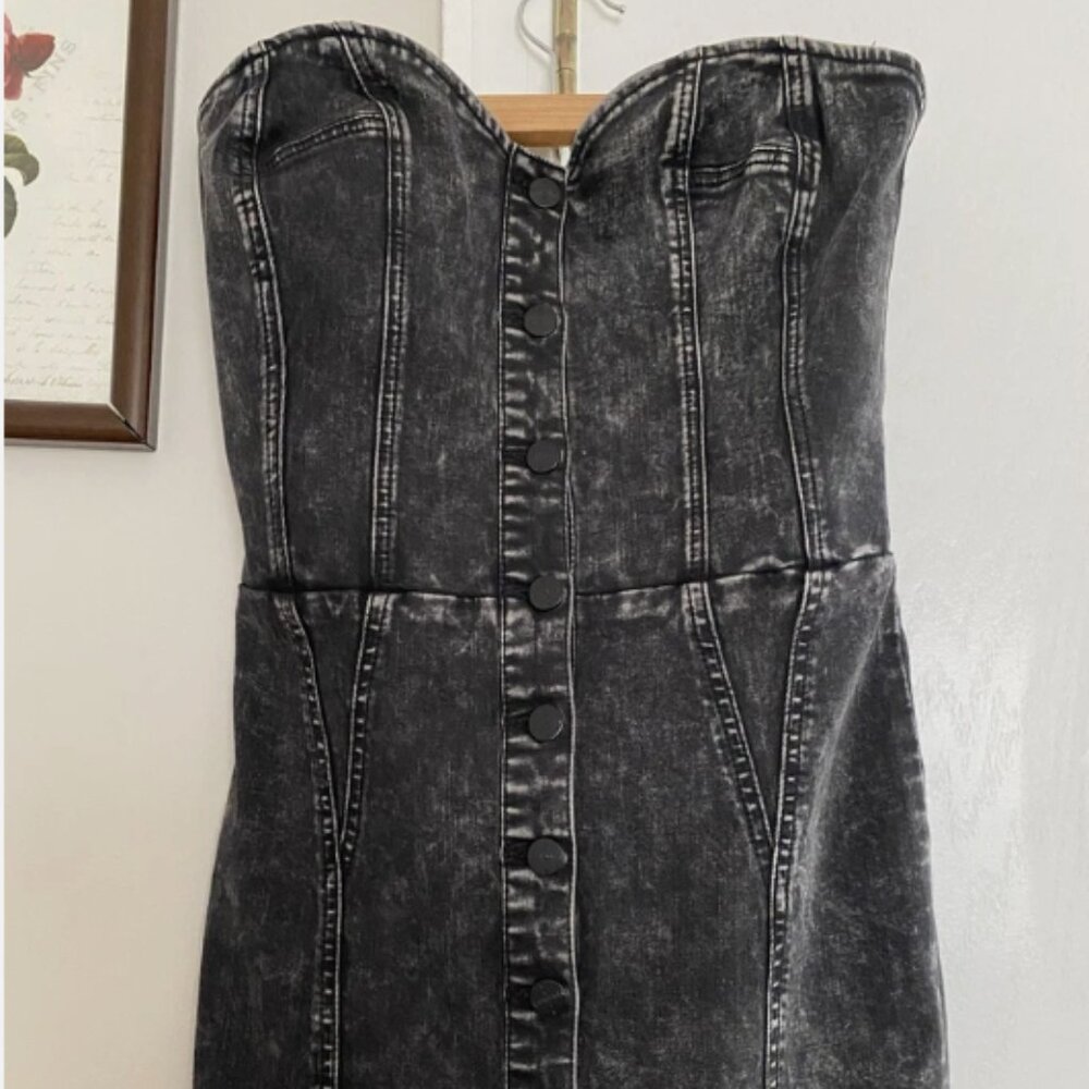 Kendall & Kylie Black Stonewash Denim Sexy Dress Medium
